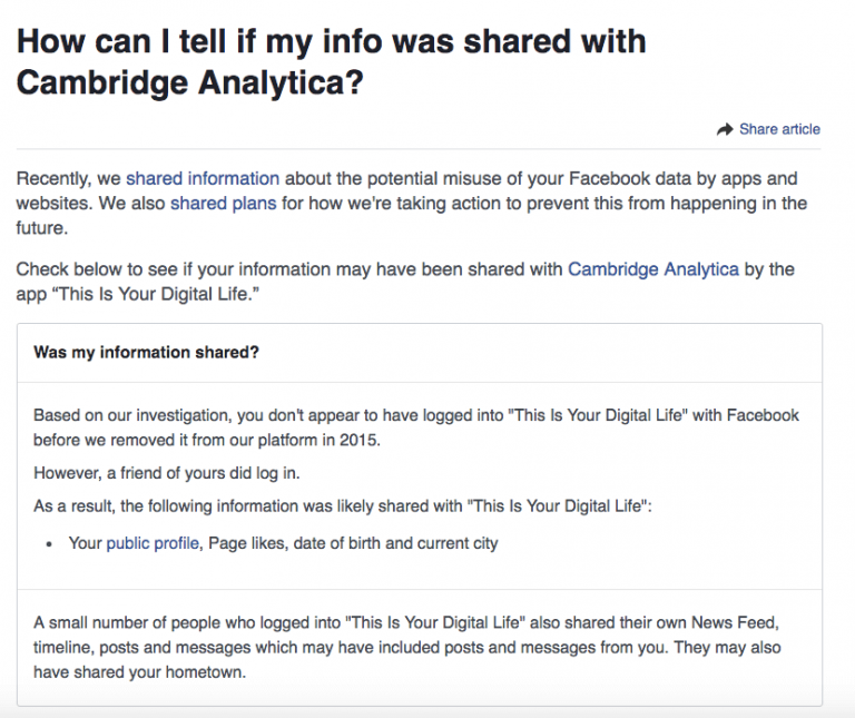 How to tell whether your Facebook data was harvested by Cambridge Analytica